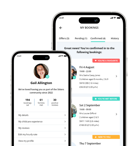Sitters mobile app preview on multiple devices